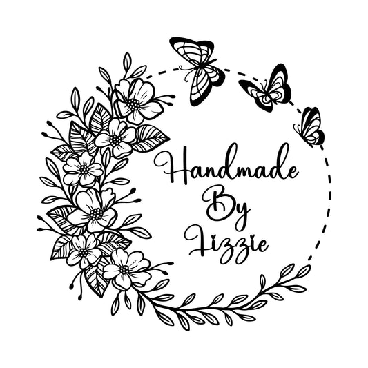 Personalised Laser Rubber Stamps - Handmade By: Floral butterfly wreath