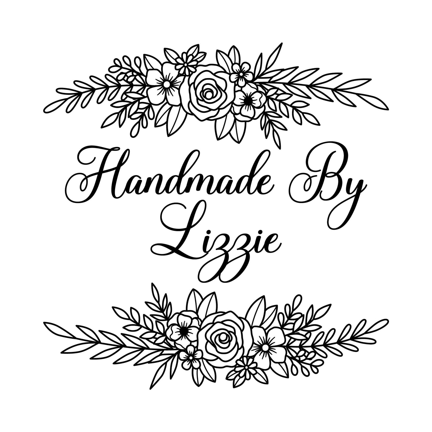 Personalised Laser Rubber Stamps - Handmade By: Flower Bouquet (design 2)