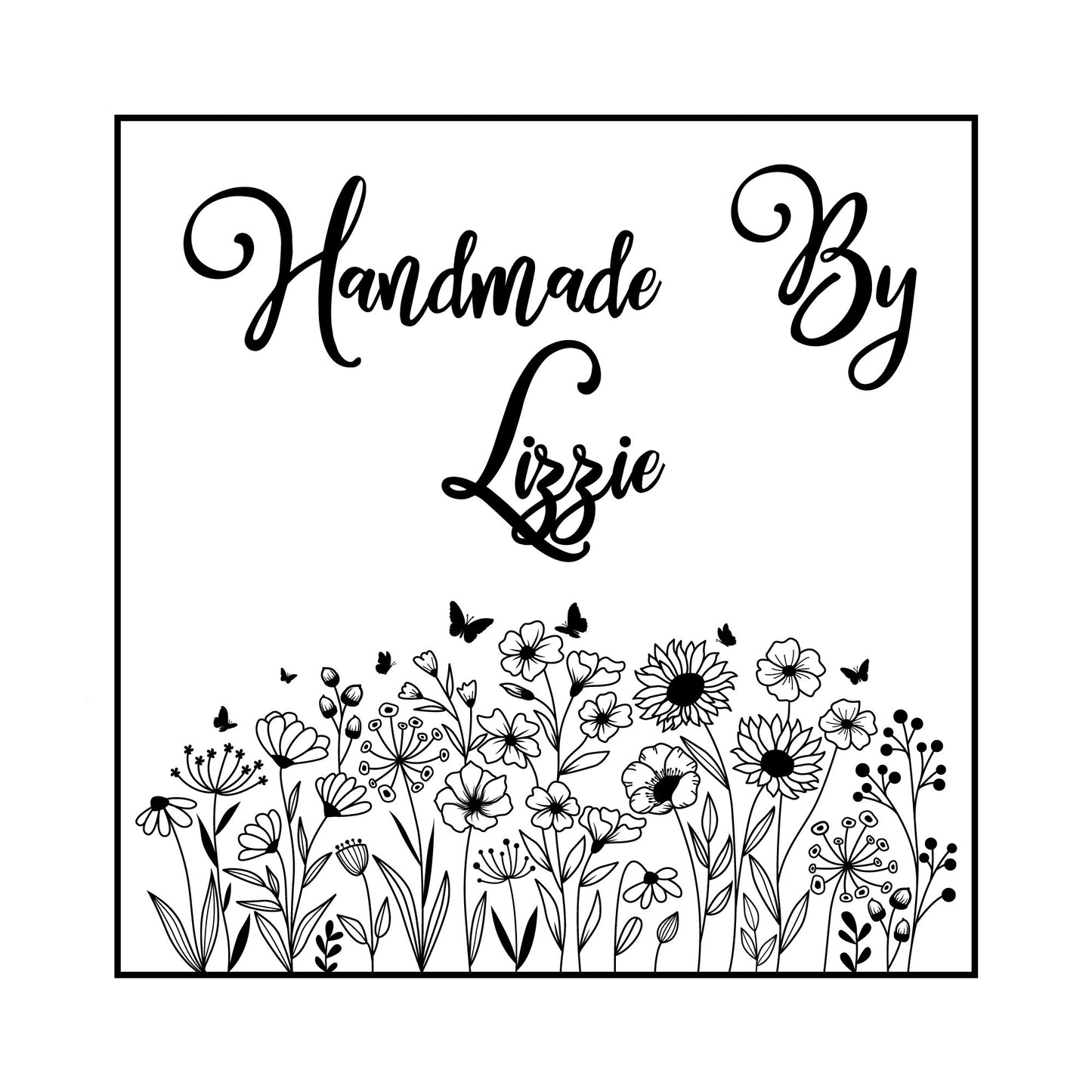 Personalised Laser Rubber Stamps - Handmade By: Flower Square