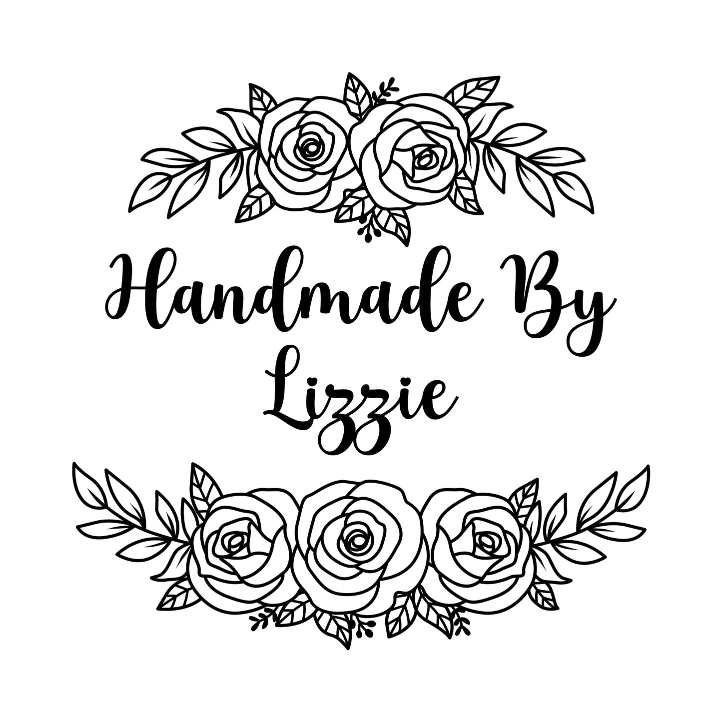 Personalised Laser Rubber Stamps - Handmade By: Rose Border