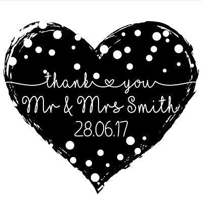 Personalised Laser Rubber Stamp - Wedding Thank You: Dotty Heart