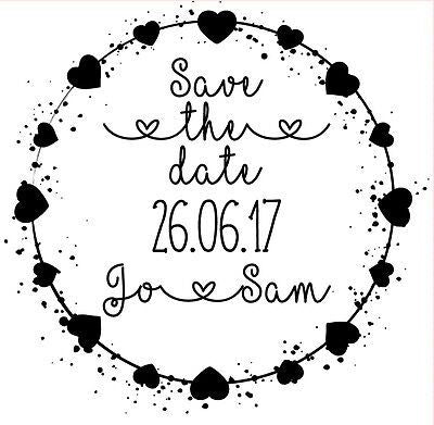 Personalised Laser Rubber Stamp - Save the Date: Heart Splatter