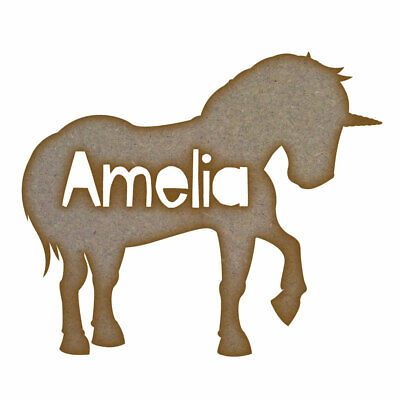 Personalised Unicorn Name MDF Laser Cut Craft Blanks in Various Sizes