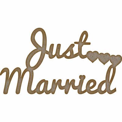 Just Married Words MDF Laser Cut Craft Blanks in Various Sizes