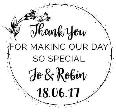 Personalised Laser Rubber Stamp - Wedding Thank You: Humming Bird