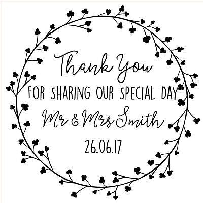 Personalised Laser Rubber Stamp - Wedding Thank You: Dainty Flowers