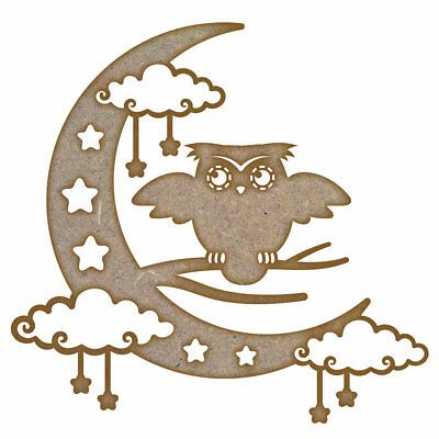 Owl & Moon MDF Laser Cut Craft Blanks in Various Sizes