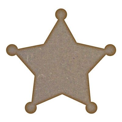 Sheriff Badge Star MDF Laser Cut Craft Blanks in Various Sizes