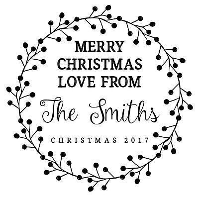 Personalised Laser Rubber Stamp - Merry Christmas: Berries