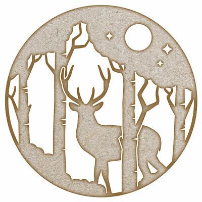 Nightime Forest Stag MDF Laser Cut Craft Blanks in Various Sizes