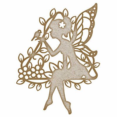 Fairy holding a bird Triangle MDF Laser Cut Craft Blanks in Various Sizes