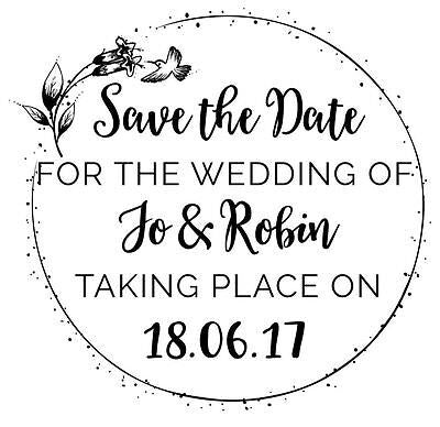 Personalised Laser Rubber Stamp - Wedding Save the Date: Humming Bird