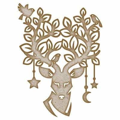 Stag with Ornate Antlers  MDF Laser Cut Craft Blanks in Various Sizes