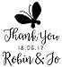 Personalised Laser Rubber Stamp - Wedding Thank You: Butterfly