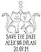 Personalised Laser Cut Rubber Stamp - Save the date: Cats in Love