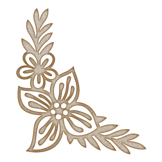 Flower Flourish (Design 1) MDF Laser Cut Craft Blanks in Various Sizes