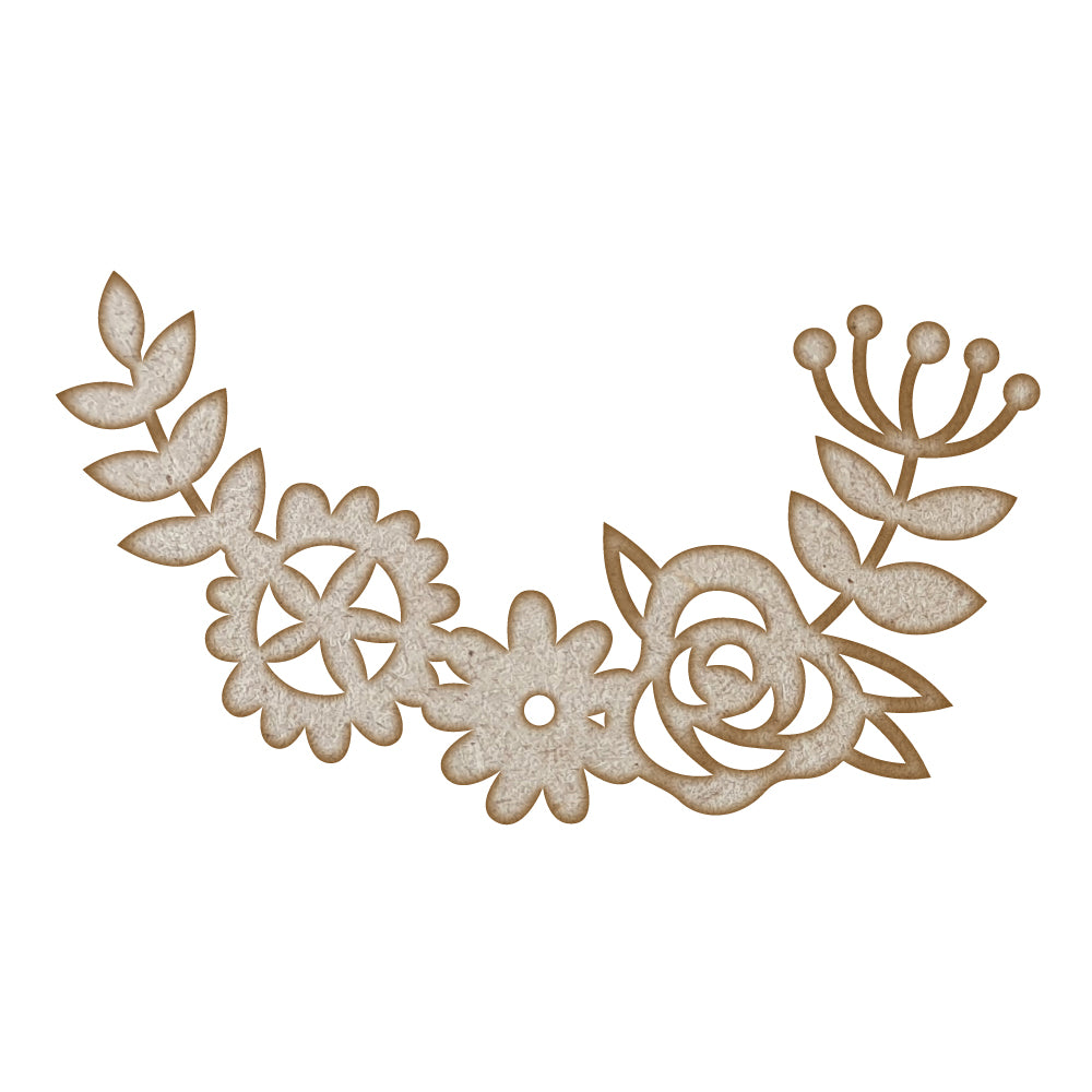 Flower Flourish (Design 2) MDF Laser Cut Craft Blanks in Various Sizes