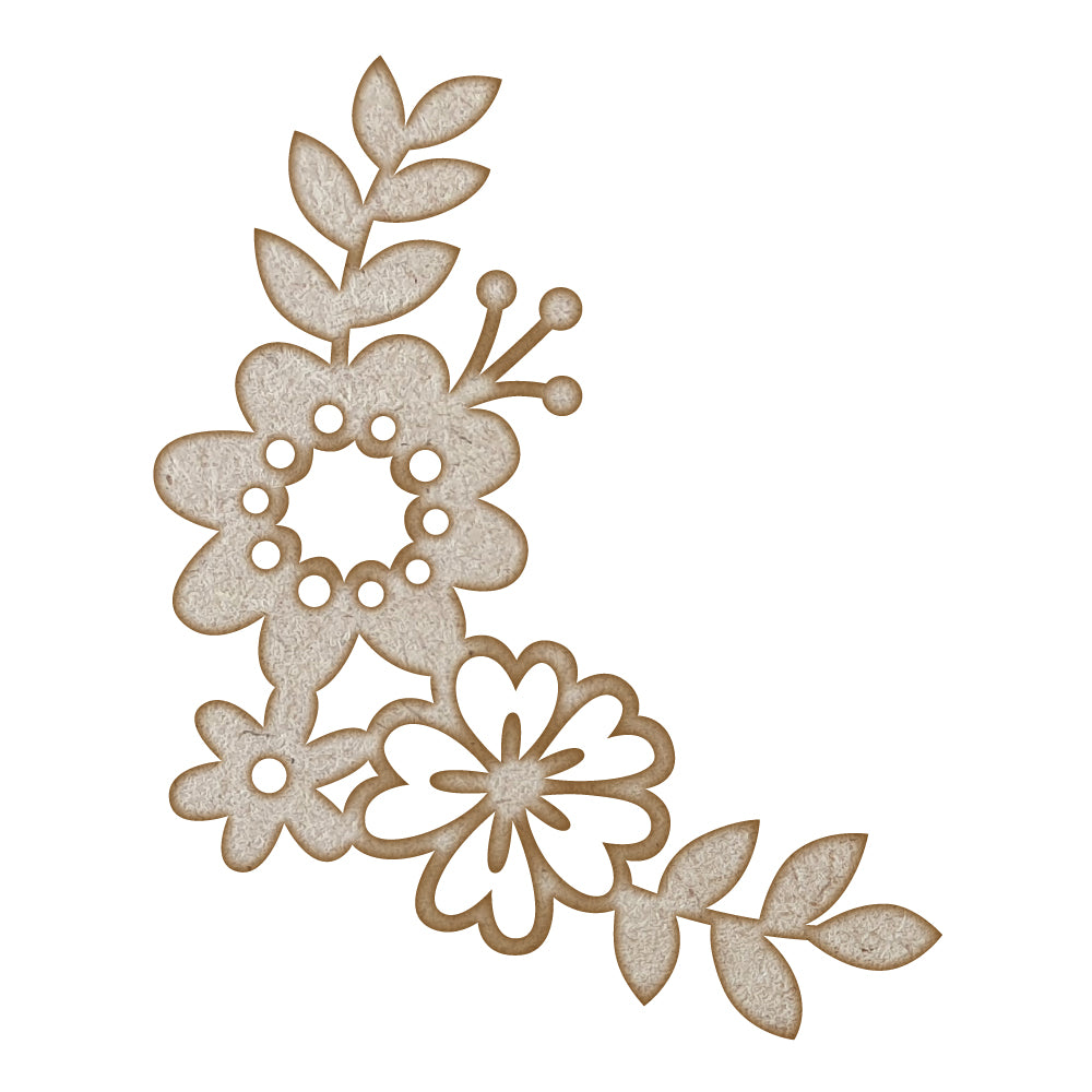 Flower Flourish (Design 4) MDF Laser Cut Craft Blanks in Various Sizes