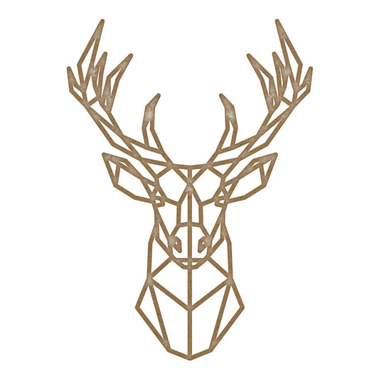 Geometric Stag Head (Design 1) MDF Laser Cut Craft Blanks in Various Sizes