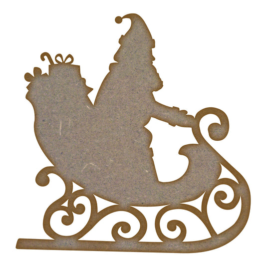 Santa Sleigh MDF Laser Cut Craft Blanks in Various Sizes