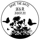 Personalised Laser Rubber Stamps - Save the Date: Buterflies