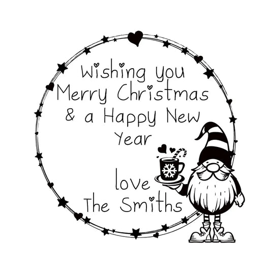 Personalised Laser Rubber Stamps - Christmas: Gnome Hot Choc