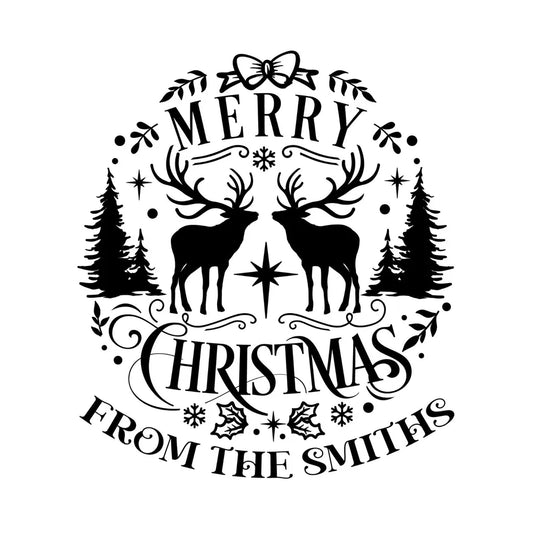 Personalised Laser Rubber Stamps - Christmas: Merry Christmas Stags