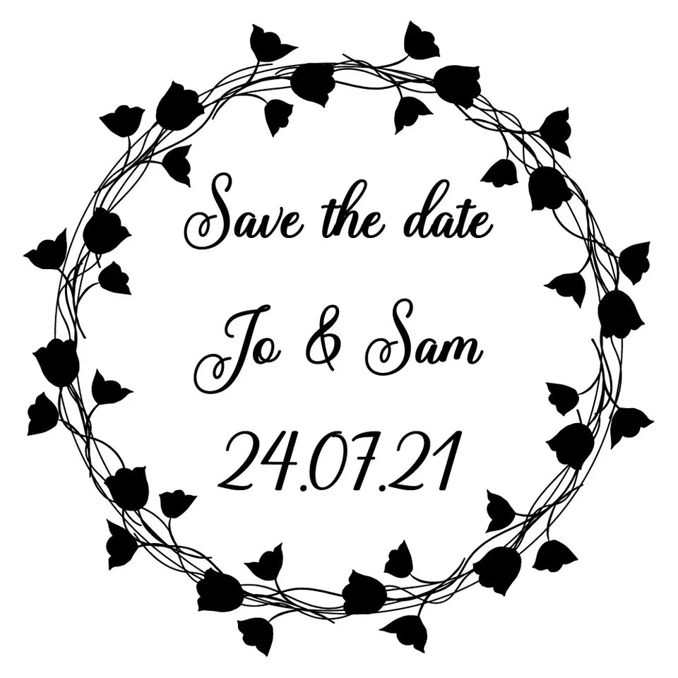 Personalised Laser Rubber Stamps - Save the Date: Tulips