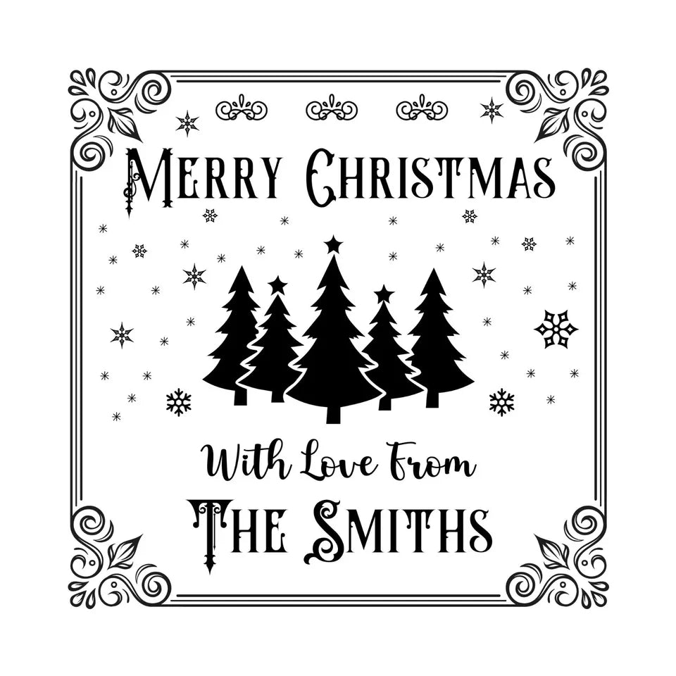 Personalised Laser Rubber Stamps - Christmas: Vintage Christmas Trees