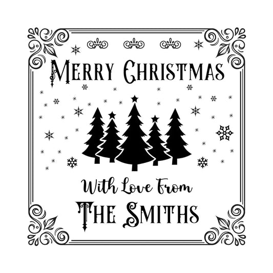 Personalised Laser Rubber Stamps - Christmas: Vintage Christmas Trees