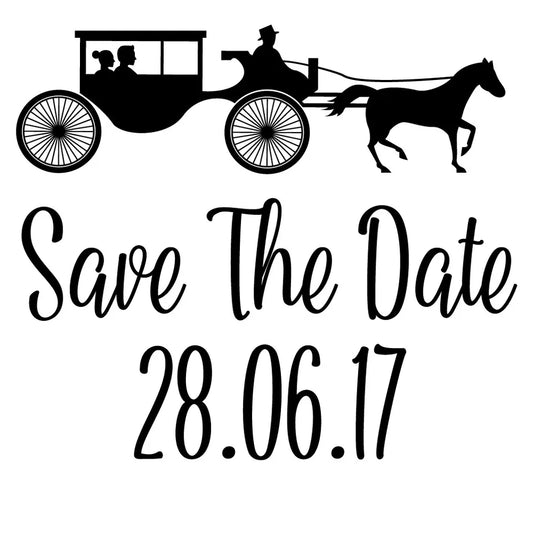 Personalised Laser Rubber Stamp - Save the Date: Horse & Carriage