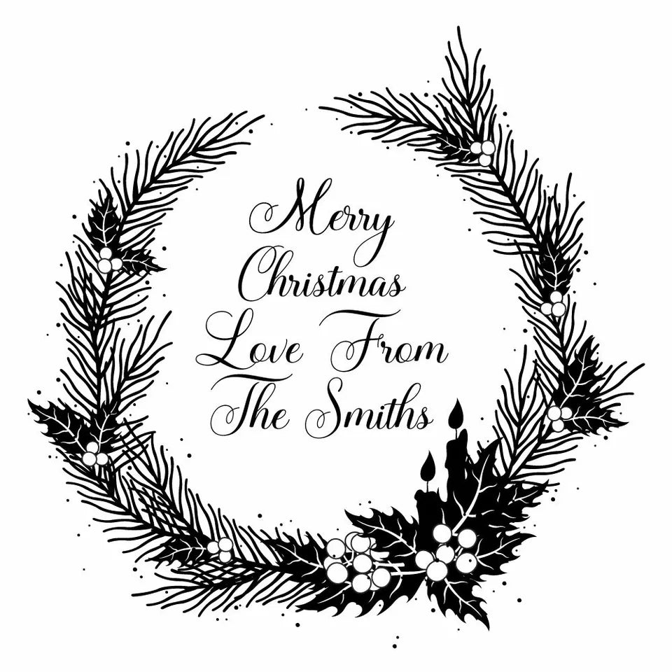 Personalised Laser Rubber Stamps - Christmas: Christmas Wreath