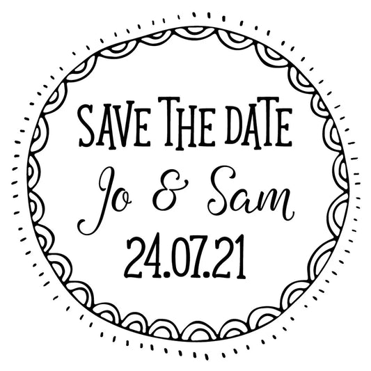 Personalised Laser Rubber Stamps - Save the Date: Hand Drawn Circle