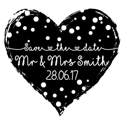 Personalised Laser Rubber Stamps - Save the Date: Dotty Heart