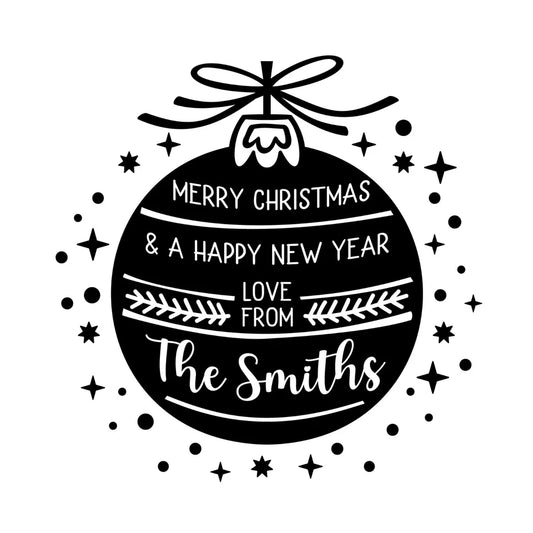 Personalised Laser Rubber Stamps - Christmas: Bauble (Design 3)