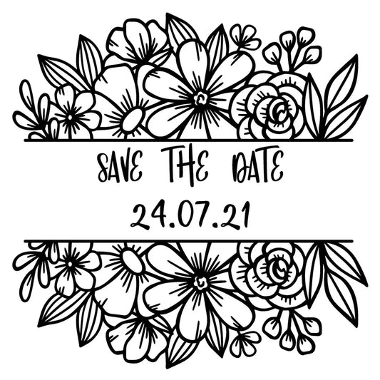 Personalised Laser Rubber Stamps - Save the Date: Flowers (Design 5)