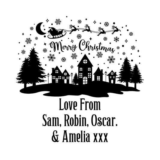 Personalised Laser Rubber Stamps - Christmas: Christmas Scene (Design 1)