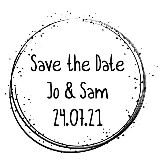 Personalised Laser Rubber Stamps - Save the Date: Ink Splatter