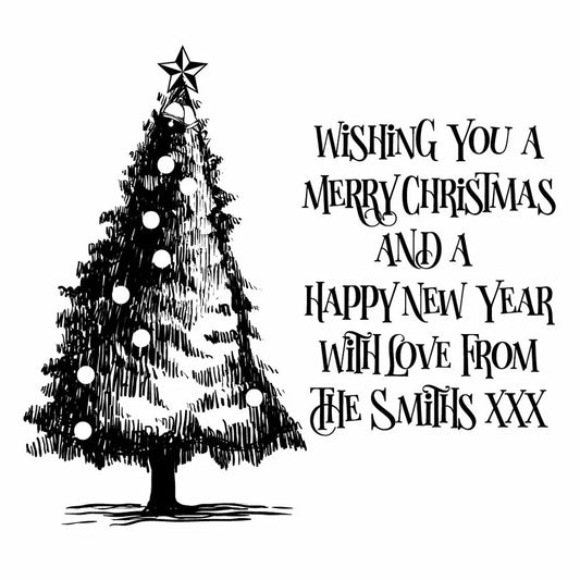 Personalised Laser Rubber Stamps - Christmas: Merry Christmas Tree