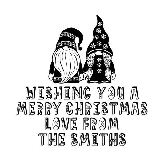 Personalised Laser Rubber Stamps - Christmas: Gnome Couple