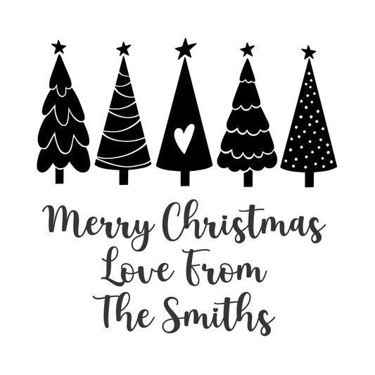 Personalised Laser Rubber Stamps - Christmas: Tree Line Up