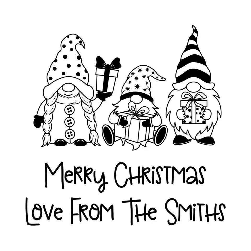 Personalised Laser Rubber Stamps - Christmas: Gnome Presents